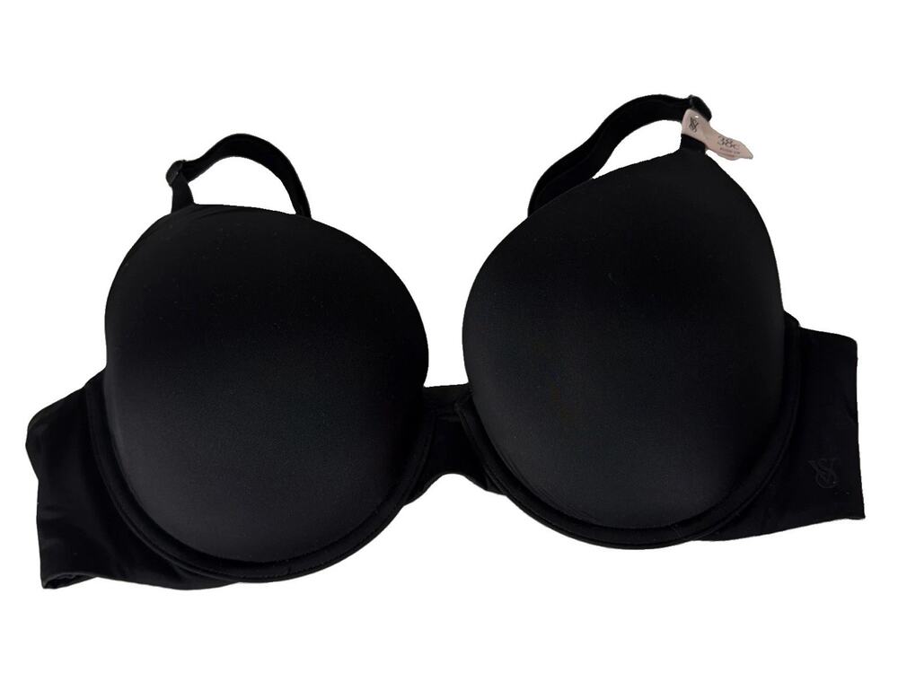 Victoria Secret Perfect Shape Bra 38C Black Padded T-Shirt Smooth NWT